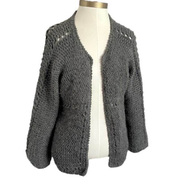 House of Harlow Gray Wool Alpaca Chunky Open Cardigan Sweater - S/M - Picture 1 of 10